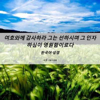 Picture 06 - 시편 136:1 KOR - 여호와께 감사하라 그는 선하시며 그 - Bible Verse Picture