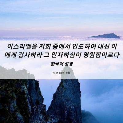 Picture 06 - 시편 136:11 KOR - 이스라엘을 저희 중에서 인도하여 - Bible Verse Picture