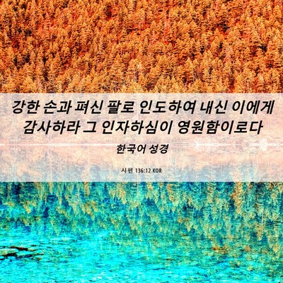 Picture 06 - 시편 136:12 KOR - 강한 손과 펴신 팔로 인도하여 내신 - Bible Verse Picture