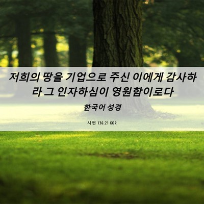 Picture 06 - 시편 136:21 KOR - 저희의 땅을 기업으로 주신 이에게 - Bible Verse Picture