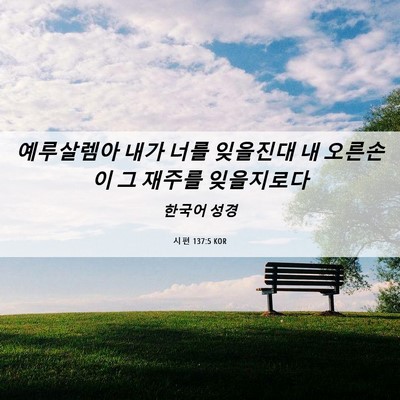 Picture 06 - 시편 137:5 KOR - 예루살렘아 내가 너를 잊을진대 내 - Bible Verse Picture