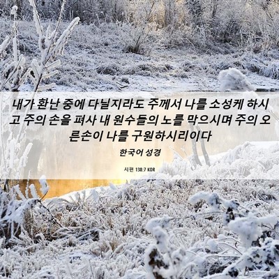 Picture 06 - 시편 138:7 KOR - 내가 환난 중에 다닐지라도 주께서 - Bible Verse Picture