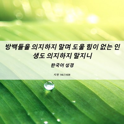 Picture 06 - 시편 146:3 KOR - 방백들을 의지하지 말며 도울 힘이 - Bible Verse Picture