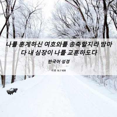 Picture 06 - 시편 16:7 KOR - 나를 훈계하신 여호와를 송축할지라 - Bible Verse Picture