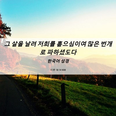 Picture 06 - 시편 18:14 KOR - 그 살을 날려 저희를 흩으심이여 - Bible Verse Picture