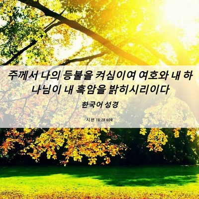 Picture 06 - 시편 18:28 KOR - 주께서 나의 등불을 켜심이여 여호와 - Bible Verse Picture