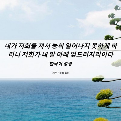 Picture 06 - 시편 18:38 KOR - 내가 저희를 쳐서 능히 일어나지 - Bible Verse Picture
