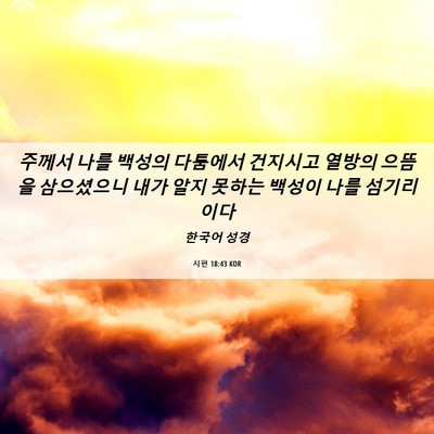 Picture 06 - 시편 18:43 KOR - 주께서 나를 백성의 다툼에서 - Bible Verse Picture