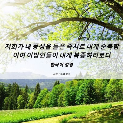 Picture 06 - 시편 18:44 KOR - 저희가 내 풍성을 들은 즉시로 내게 - Bible Verse Picture