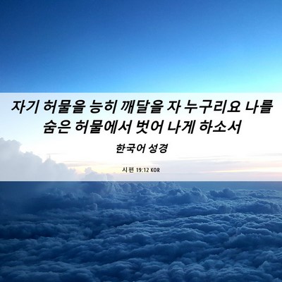 Picture 06 - 시편 19:12 KOR - 자기 허물을 능히 깨달을 자 - Bible Verse Picture