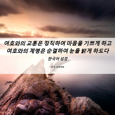 Picture 06 - 시편 19:8 KOR - 여호와의 교훈은 정직하여 마음을 - Bible Verse Picture