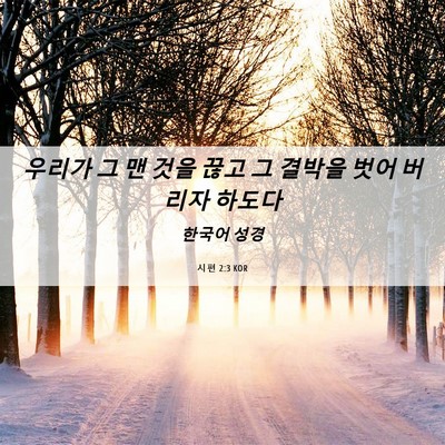 Picture 06 - 시편 2:3 KOR - 우리가 그 맨 것을 끊고 그 결박을 - Bible Verse Picture
