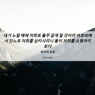 Picture 06 - 시편 21:9 KOR - 네가 노할 때에 저희로 풀무 같게 할 - Bible Verse Picture