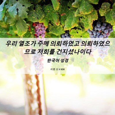 Picture 06 - 시편 22:4 KOR - 우리 열조가 주께 의뢰하였고 - Bible Verse Picture