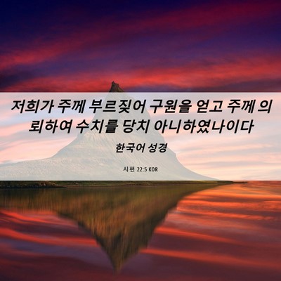 Picture 06 - 시편 22:5 KOR - 저희가 주께 부르짖어 구원을 얻고 - Bible Verse Picture