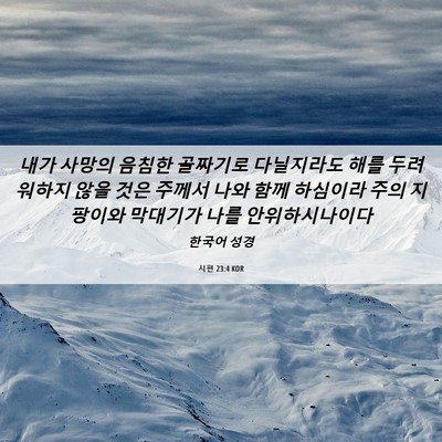 Picture 06 - 시편 23:4 KOR - 내가 사망의 음침한 골짜기로 - Bible Verse Picture