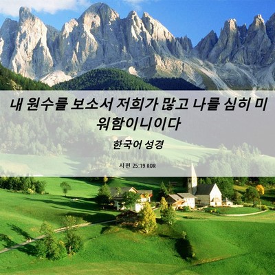 Picture 06 - 시편 25:19 KOR - 내 원수를 보소서 저희가 많고 나를 - Bible Verse Picture