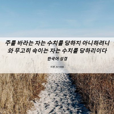 Picture 06 - 시편 25:3 KOR - 주를 바라는 자는 수치를 당하지 - Bible Verse Picture