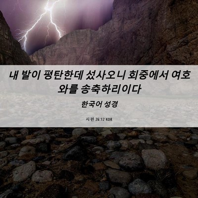 Picture 06 - 시편 26:12 KOR - 내 발이 평탄한데 섰사오니 회중에서 - Bible Verse Picture