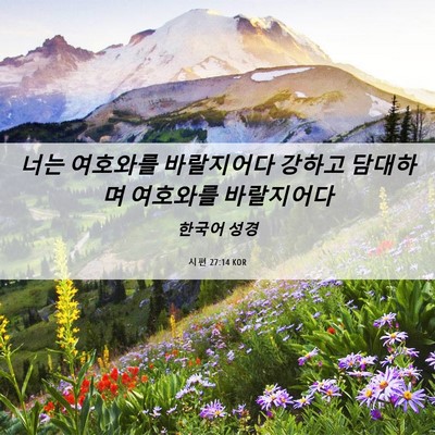 Picture 06 - 시편 27:14 KOR - 너는 여호와를 바랄지어다 강하고 - Bible Verse Picture