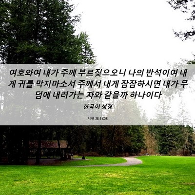 Picture 06 - 시편 28:1 KOR - 여호와여 내가 주께 부르짖으오니 - Bible Verse Picture