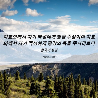 Picture 06 - 시편 29:11 KOR - 여호와께서 자기 백성에게 힘을 - Bible Verse Picture