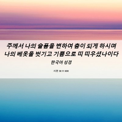 Picture 06 - 시편 30:11 KOR - 주께서 나의 슬픔을 변하여 춤이 - Bible Verse Picture