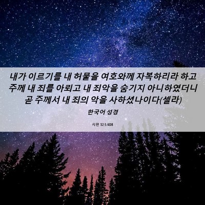 Picture 06 - 시편 32:5 KOR - 내가 이르기를 내 허물을 여호와께 - Bible Verse Picture