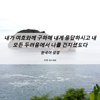 Picture 06 - 시편 34:4 KOR - 내가 여호와께 구하매 내게 - Bible Verse Picture
