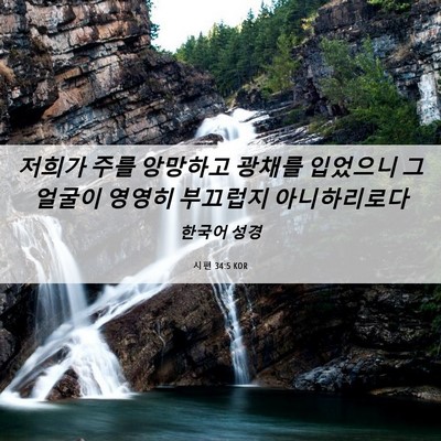 Picture 06 - 시편 34:5 KOR - 저희가 주를 앙망하고 광채를 - Bible Verse Picture
