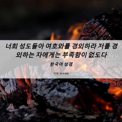 Picture 06 - 시편 34:9 KOR - 너희 성도들아 여호와를 경외하라 - Bible Verse Picture