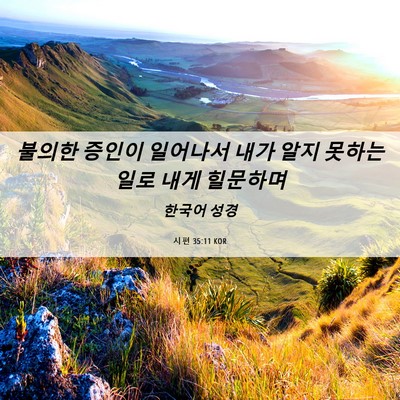 Picture 06 - 시편 35:11 KOR - 불의한 증인이 일어나서 내가 알지 - Bible Verse Picture