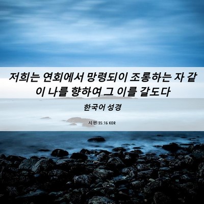 Picture 06 - 시편 35:16 KOR - 저희는 연회에서 망령되이 조롱하는 - Bible Verse Picture