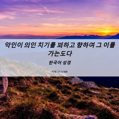 Picture 06 - 시편 37:12 KOR - 악인이 의인 치기를 꾀하고 향하여 - Bible Verse Picture
