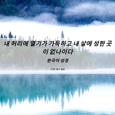 Picture 06 - 시편 38:7 KOR - 내 허리에 열기가 가득하고 내 살에 - Bible Verse Picture