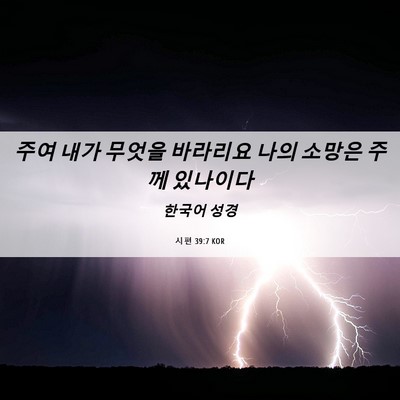 Picture 06 - 시편 39:7 KOR - 주여 내가 무엇을 바라리요 나의 - Bible Verse Picture