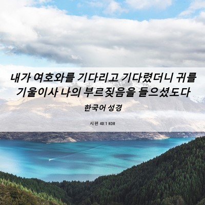 Picture 06 - 시편 40:1 KOR - 내가 여호와를 기다리고 기다렸더니 - Bible Verse Picture