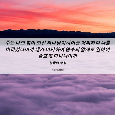 Picture 06 - 시편 43:2 KOR - 주는 나의 힘이 되신 하나님이시어늘 - Bible Verse Picture