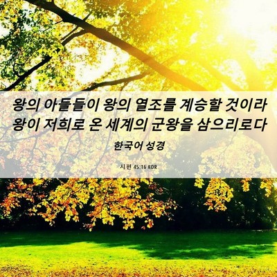 Picture 06 - 시편 45:16 KOR - 왕의 아들들이 왕의 열조를 계승할 - Bible Verse Picture