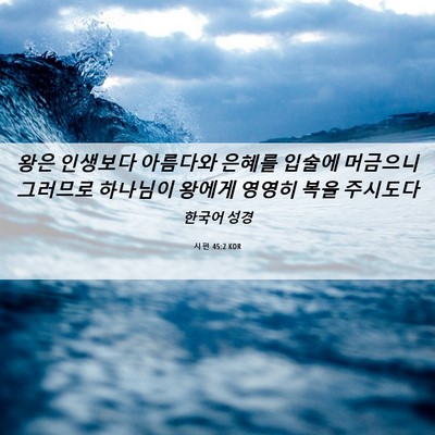 Picture 06 - 시편 45:2 KOR - 왕은 인생보다 아름다와 은혜를 - Bible Verse Picture