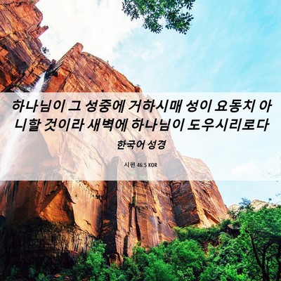 Picture 06 - 시편 46:5 KOR - 하나님이 그 성중에 거하시매 성이 - Bible Verse Picture