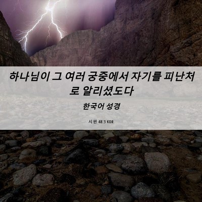 Picture 06 - 시편 48:3 KOR - 하나님이 그 여러 궁중에서 자기를 - Bible Verse Picture
