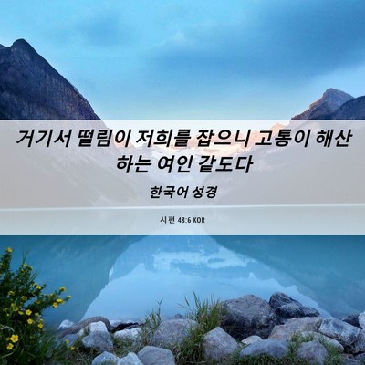 Picture 06 - 시편 48:6 KOR - 거기서 떨림이 저희를 잡으니 고통이 - Bible Verse Picture