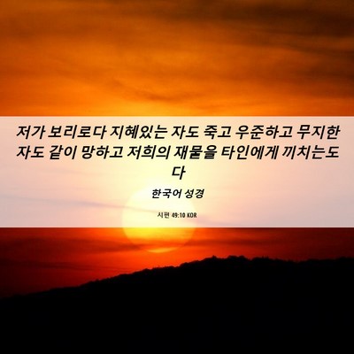 Picture 06 - 시편 49:10 KOR - 저가 보리로다 지혜있는 자도 죽고 - Bible Verse Picture