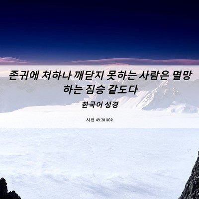 Picture 06 - 시편 49:20 KOR - 존귀에 처하나 깨닫지 못하는 사람은 - Bible Verse Picture