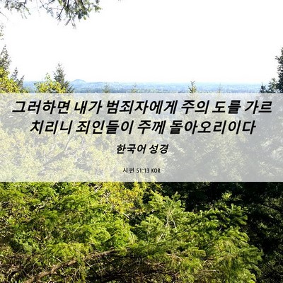 Picture 06 - 시편 51:13 KOR - 그러하면 내가 범죄자에게 주의 도를 - Bible Verse Picture