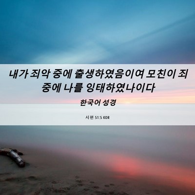 Picture 06 - 시편 51:5 KOR - 내가 죄악 중에 출생하였음이여 - Bible Verse Picture