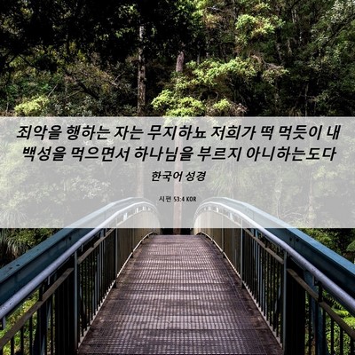 Picture 06 - 시편 53:4 KOR - 죄악을 행하는 자는 무지하뇨 저희가 - Bible Verse Picture