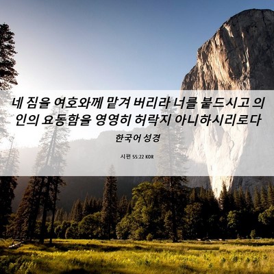 Picture 06 - 시편 55:22 KOR - 네 짐을 여호와께 맡겨 버리라 너를 - Bible Verse Picture
