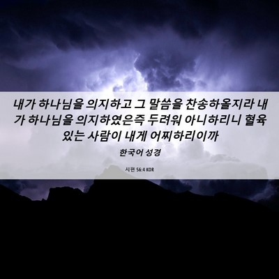 Picture 06 - 시편 56:4 KOR - 내가 하나님을 의지하고 그 말씀을 - Bible Verse Picture